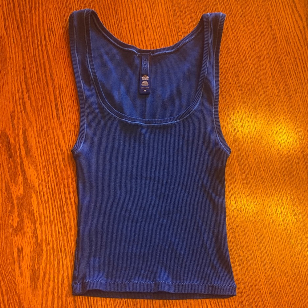 Skims Cotton Rib Tank Cobalt Blue